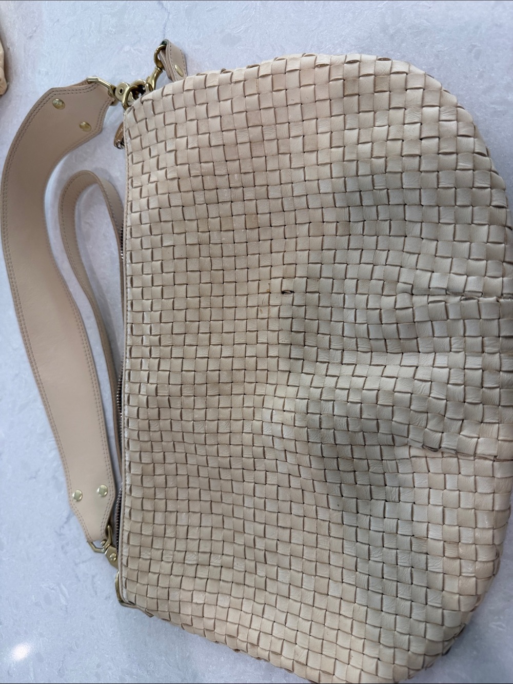 Clare V Woven Leather Crossbody Bag in Beige - Picture 2 of 3